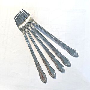 Vintage cocktail forks matching set of 5 stainless steel seafood retro barware